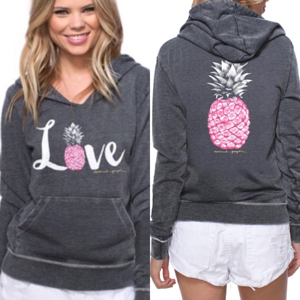 Spiritual Gangster Gray Hoodie with Pink Pineapple